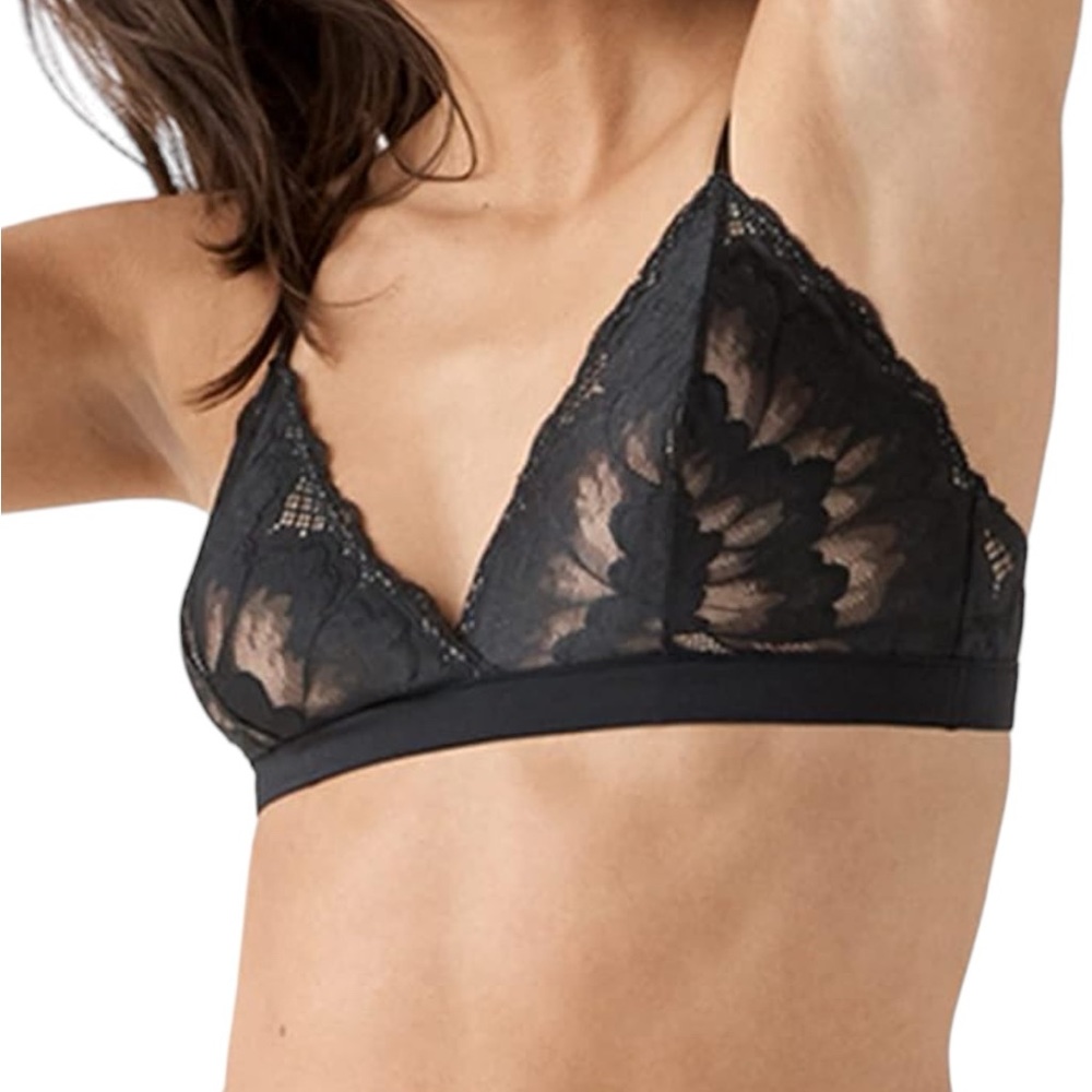 TRUE AND CO. Black lace wireless unpadded bralette size 34 DDD NWT